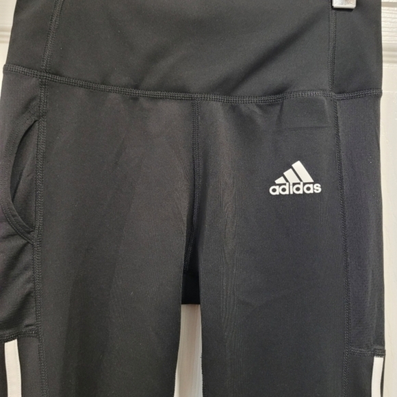 Adidas Aeroready 3 Stripe Classic Black and White Athletic Leggings Small - Picture 9 of 16